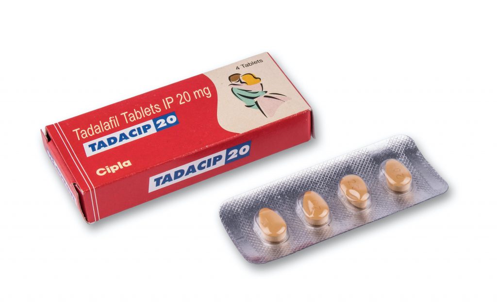 En la foto - empaque y placa de Tadacip 20 tabletas (Tadalafil)